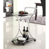 BM160164 Dazzling Serving Cart With 2 Black Glass Shelves, Silver