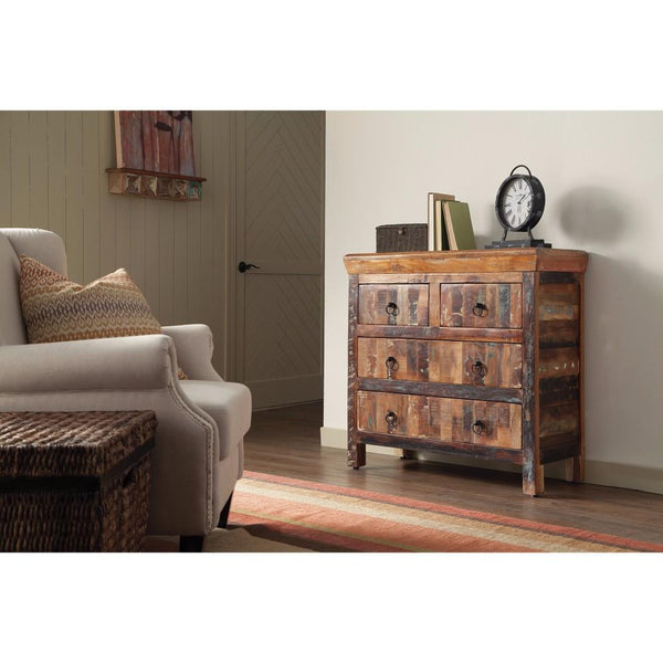 BM160224 Traditional Wooden Accent Cabinet With Storage Drawers, Brown