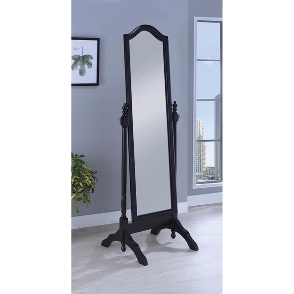 Artistically Charmed Cheval Mirror With Arched Top, Black - BM160271