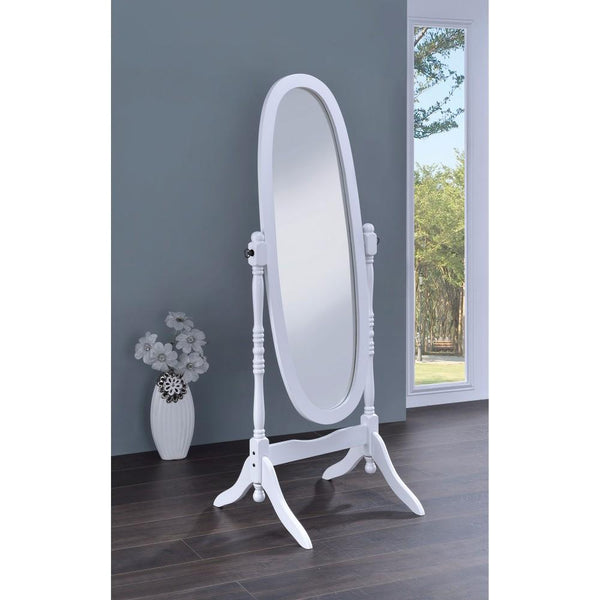 BM160272 Traditional Oval Shaped Cheval Mirror, White