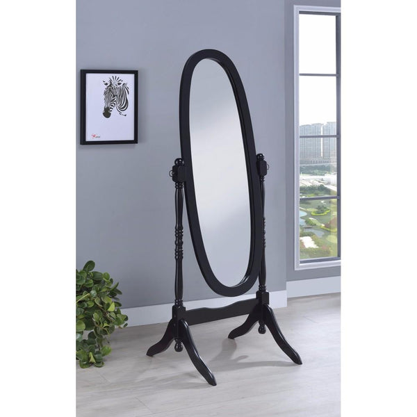 BM160273 Aesthetically Charmed Oval Shaped Cheval Mirror, Black