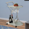 BM160282 Captivating Serving Cart With 2 Frosted Glass Shelves, Silver