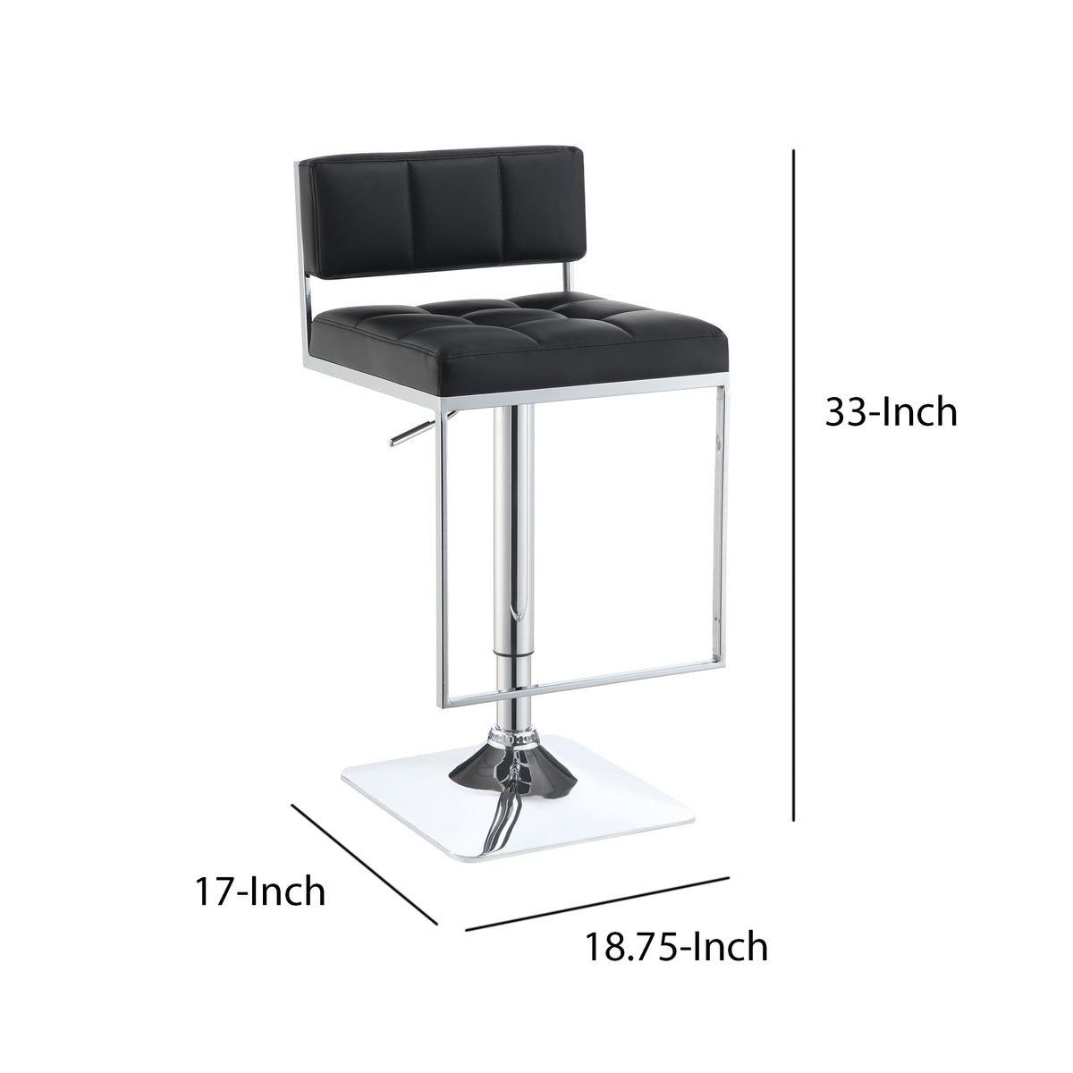 BM160763 Adjustable Contemporary Metal Bar Stool, Black & Silver