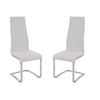 BM160776 Stylish White Faux Leather Dining Chair with Chrome Legs, Set of 4