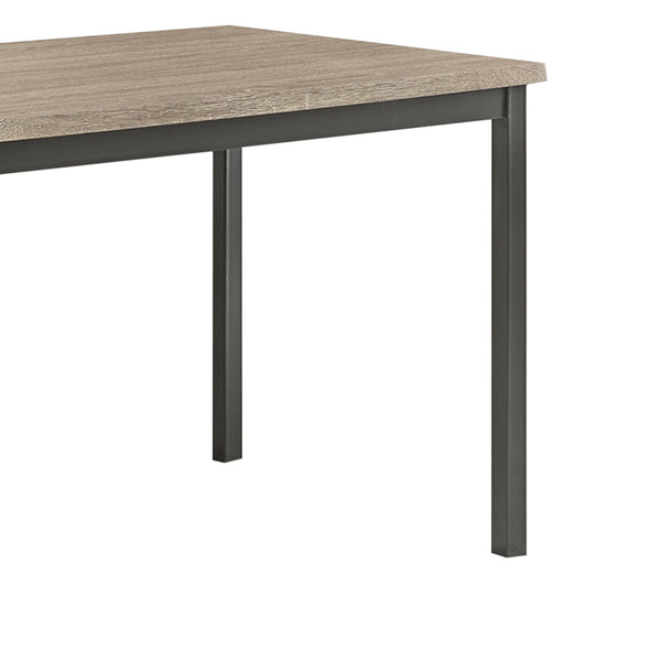BM160786 Contemporary Metal Dining Table With Wooden Top, Gray & Black