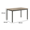 BM160786 Contemporary Metal Dining Table With Wooden Top, Gray & Black