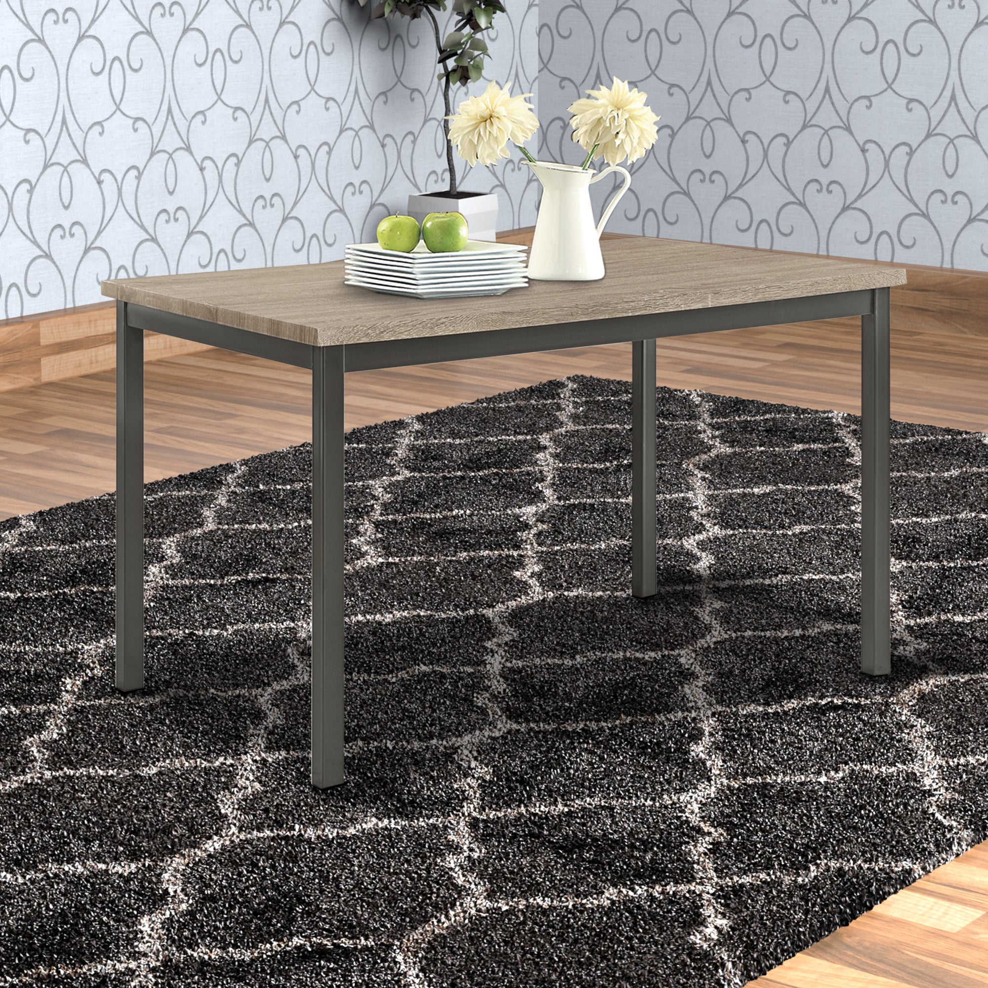 Benzara faux marble & pine wood dining table bm171261 sales