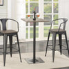 BM160794 Industrial Square Metal Bar Table With Wooden Top, Black