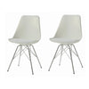 BM160836 Modern Style Dining Chair with Chrome Legs, White, Set of 2