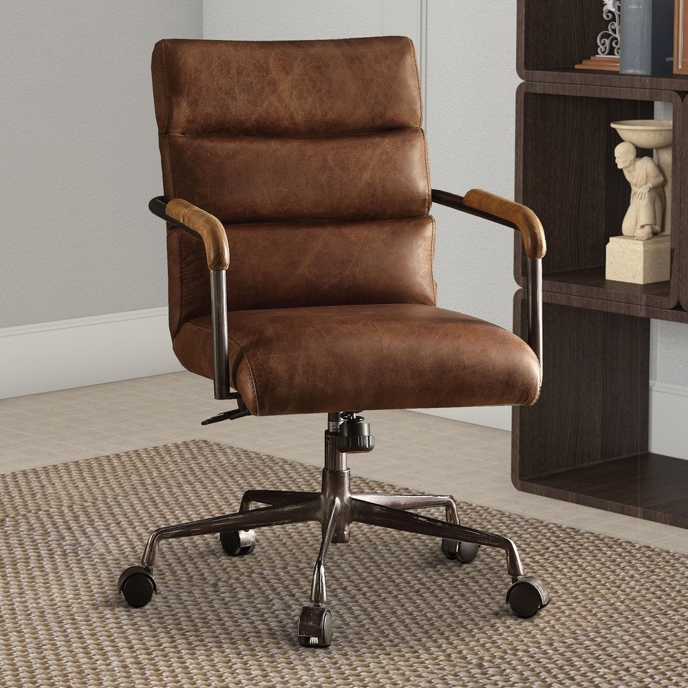 Leather and best sale metal office chair