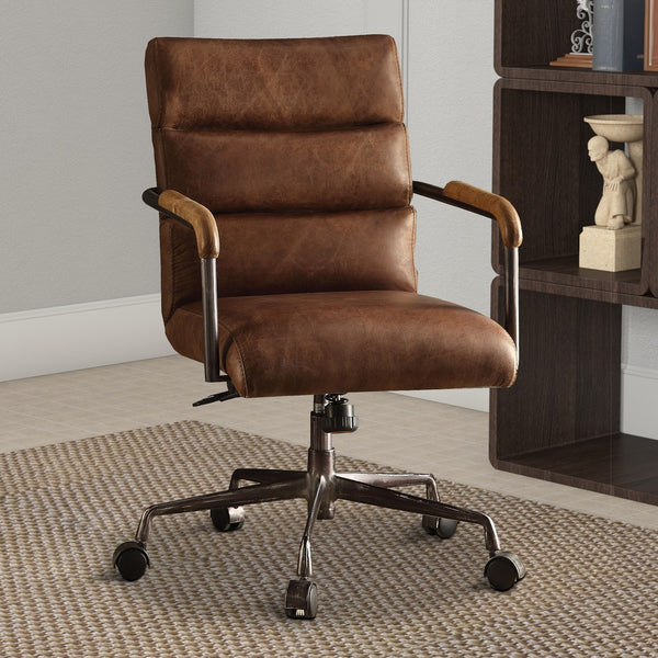 Metal & Leather Executive Office Chair, Retro Brown - BM163560