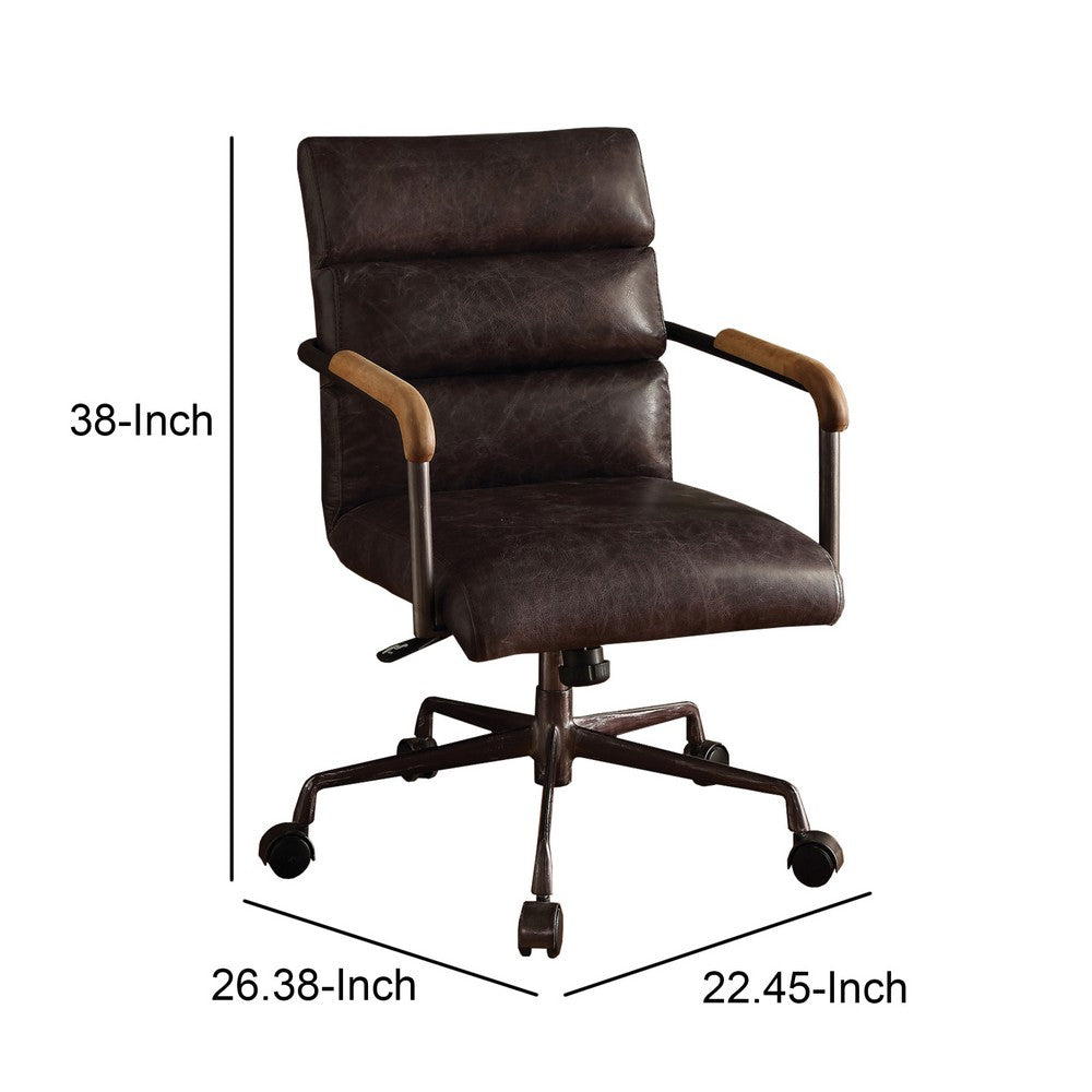 Metal & Leather Executive Office Chair, Antique Brown - BM163561