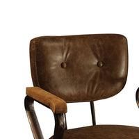 Leatherette Button Tufted Office Chair with 5 Star Caster Base, Brown - BM163666