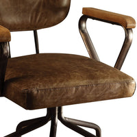 Leatherette Button Tufted Office Chair with 5 Star Caster Base, Brown - BM163666