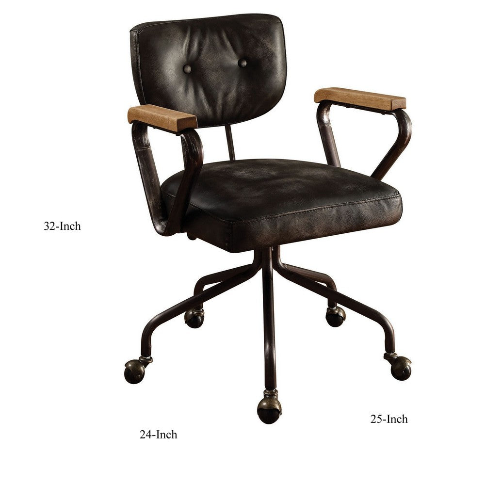 BM163667 Metal & Leather Executive Office Chair, Black