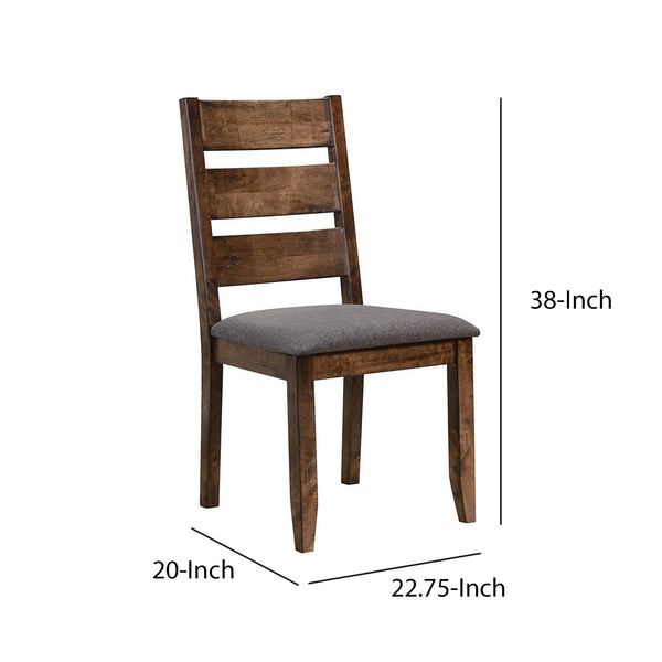 Wooden Ladder Back Dining Chair, Gray & Brown, Set of 2 - BM163718