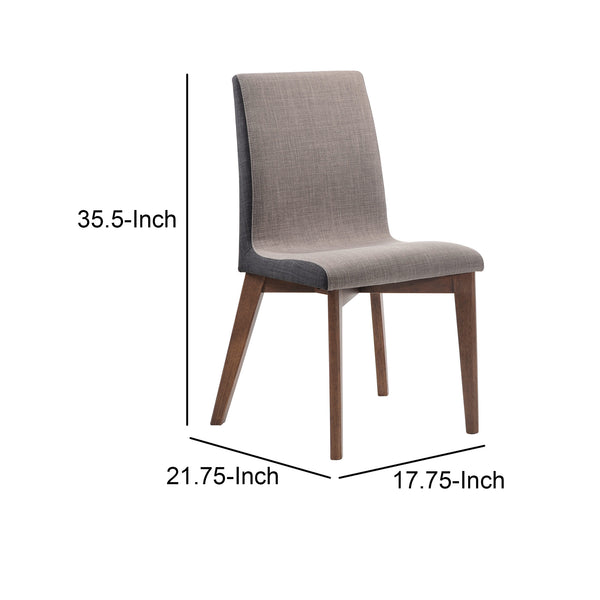 Wooden Armless Dining Side Chair, Gray & Walnut Brown, Set of 2 - BM163723