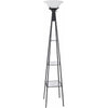 Torchiere Floor Lamp With Clear Glass Shelving, Black And White  - BM163928