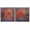 BM164630 Burlap Canvas Rose Wall Decor, Multicolor, Set Of 2