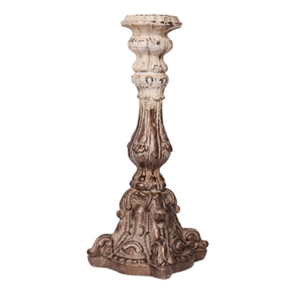 BM165399 Magnesia Candle Holder , Rustic Brown