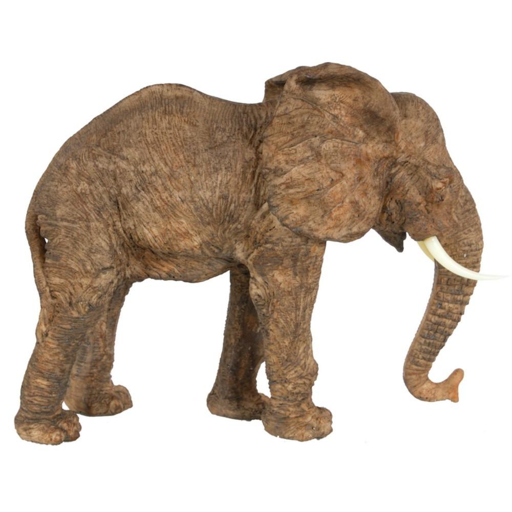 BM165411 Polyresin Walking Elephant Accent, Brown