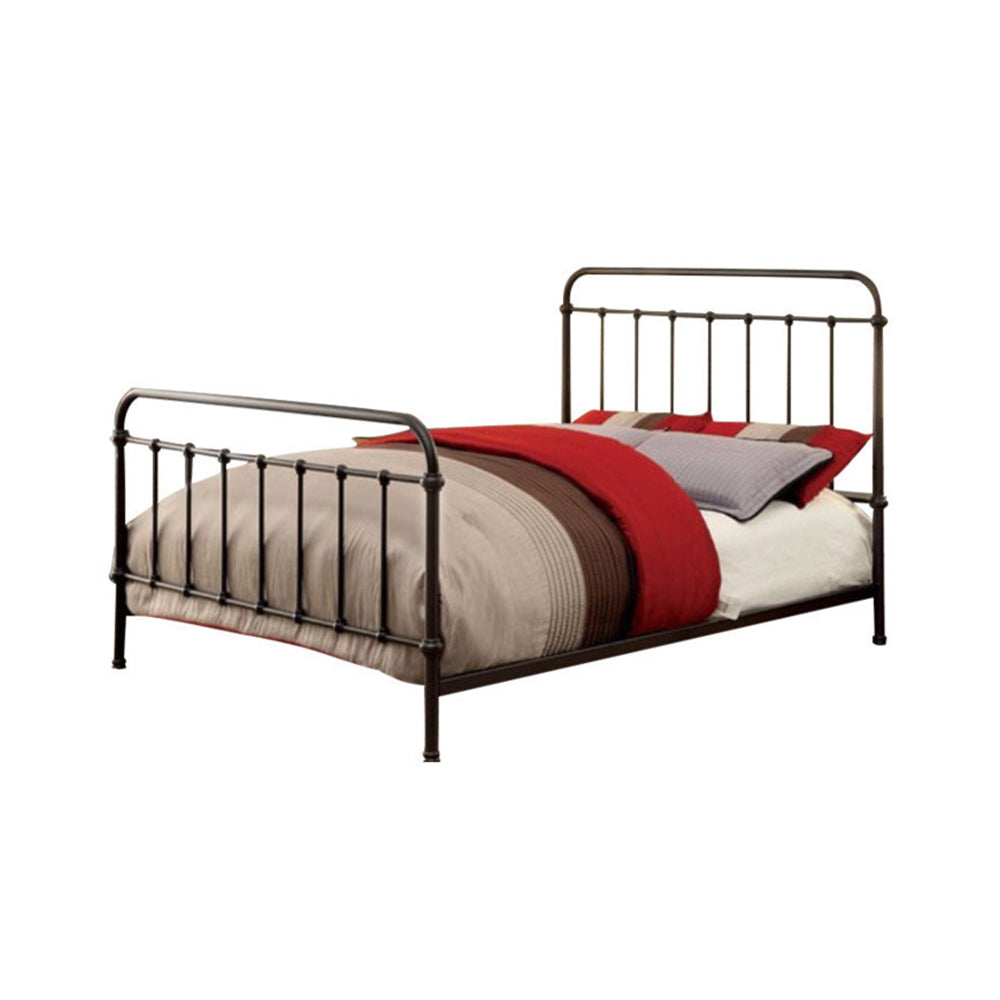 Metal Queen Size Platform Bed with Headboard & Footboard, Deep Bronze - BM165986