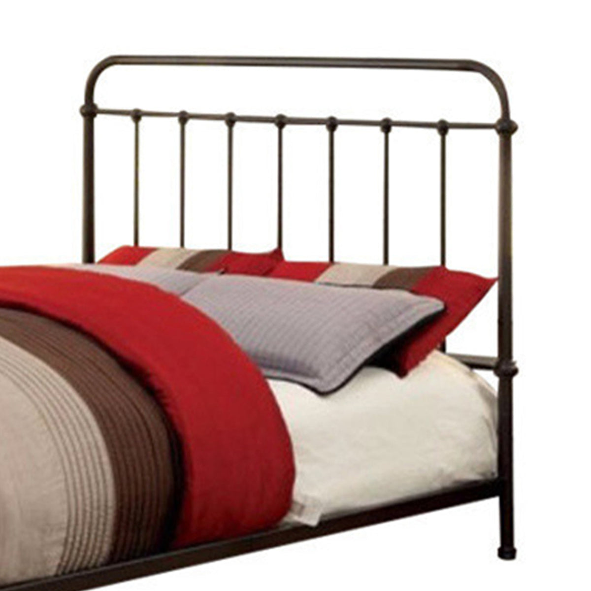 Metal Queen Size Platform Bed with Headboard & Footboard, Deep Bronze - BM165986