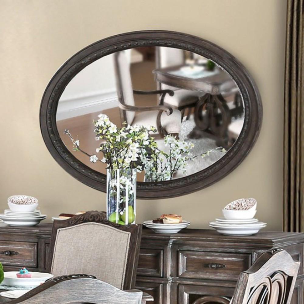 BM166077 Oval Wall Mountable 5mm Beveled Mirror, Rustic Natural Brown