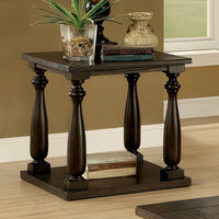 BM166152 Wooden End Table with Open Shelf, Dark Walnut Brown