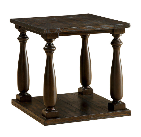 BM166152 Wooden End Table with Open Shelf, Dark Walnut Brown