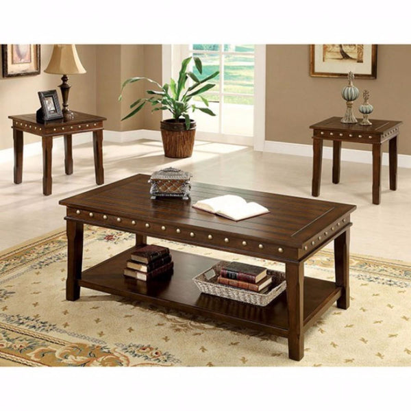 Solid Wood Coffee & End Tables Set, Dark Brown, Pack of 3 - BM166158