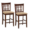 Wooden Counter Height Chair, Dark Brown & Cream, Set of 2 - BM166589