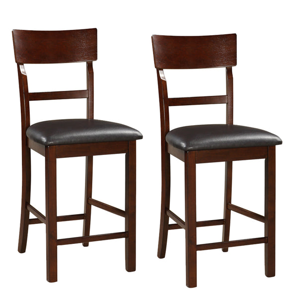 Wooden Counter Height Chair, Dark Brown, Set of 2 - BM166590