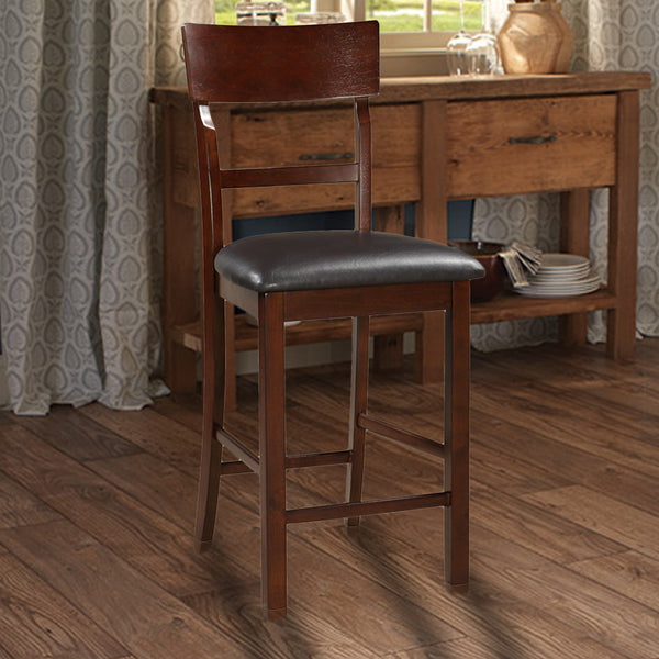 Wooden Counter Height Chair, Dark Brown, Set of 2 - BM166590