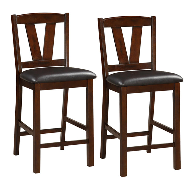 Rubber Wood Counter Height Armless Chair, Dark Walnut brown, Set of 2 - BM166593