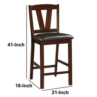 BM166593 Rubber Wood Counter Height Armless Chair, Dark Walnut brown, Set of 2