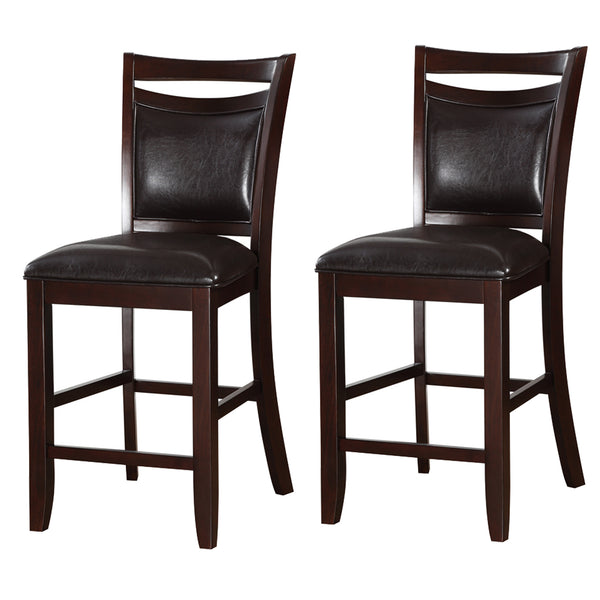 Classic Wooden Armless High Chair, Brown & Black, Set of 2 - BM166597
