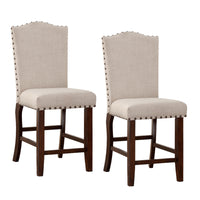 Rubber Wood High chair With Studded Trim, Cream & Cherry Brown, Set of 2 - BM166612