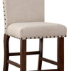 Rubber Wood High chair With Studded Trim, Cream & Cherry Brown, Set of 2 - BM166612