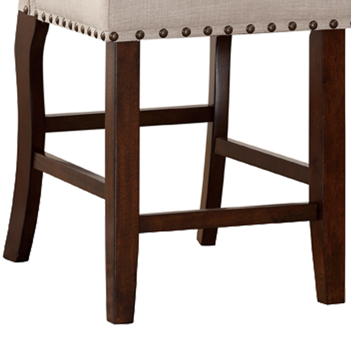 Rubber Wood High chair With Studded Trim, Cream & Cherry Brown, Set of 2 - BM166612