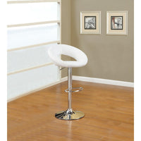 Metal Base Bar Stool With Faux Leather Seat White & Silver Set of 2 - BM166614