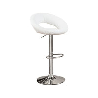 Metal Base Bar Stool With Faux Leather Seat White & Silver Set of 2 - BM166614