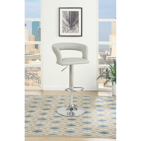 BM166616 Metal Base Bar Stool With Faux Leather Seat And Gas Lift, Gray & Silver Set of 2