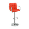 BM166618 Chair Style Barstool With Faux Leather Seat And Gas Lift Red And Silver Set of 2