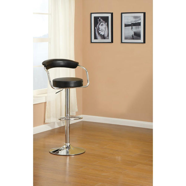 BM166619 Round Seat Bar Stool With Gas Lift Black and Silver Set of 2