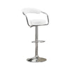 BM166620 Round Seat Bar Stool With Gas Lift White and Silver Set of 2