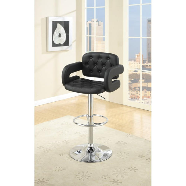 BM166621 Chair Style Barstool With Tufted Seat And Back Black And Silver