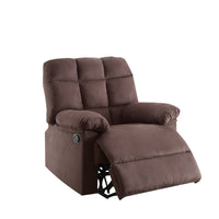 BM166718 Plush Cushioned Recliner With Tufted Back And Roll Arms In Brown