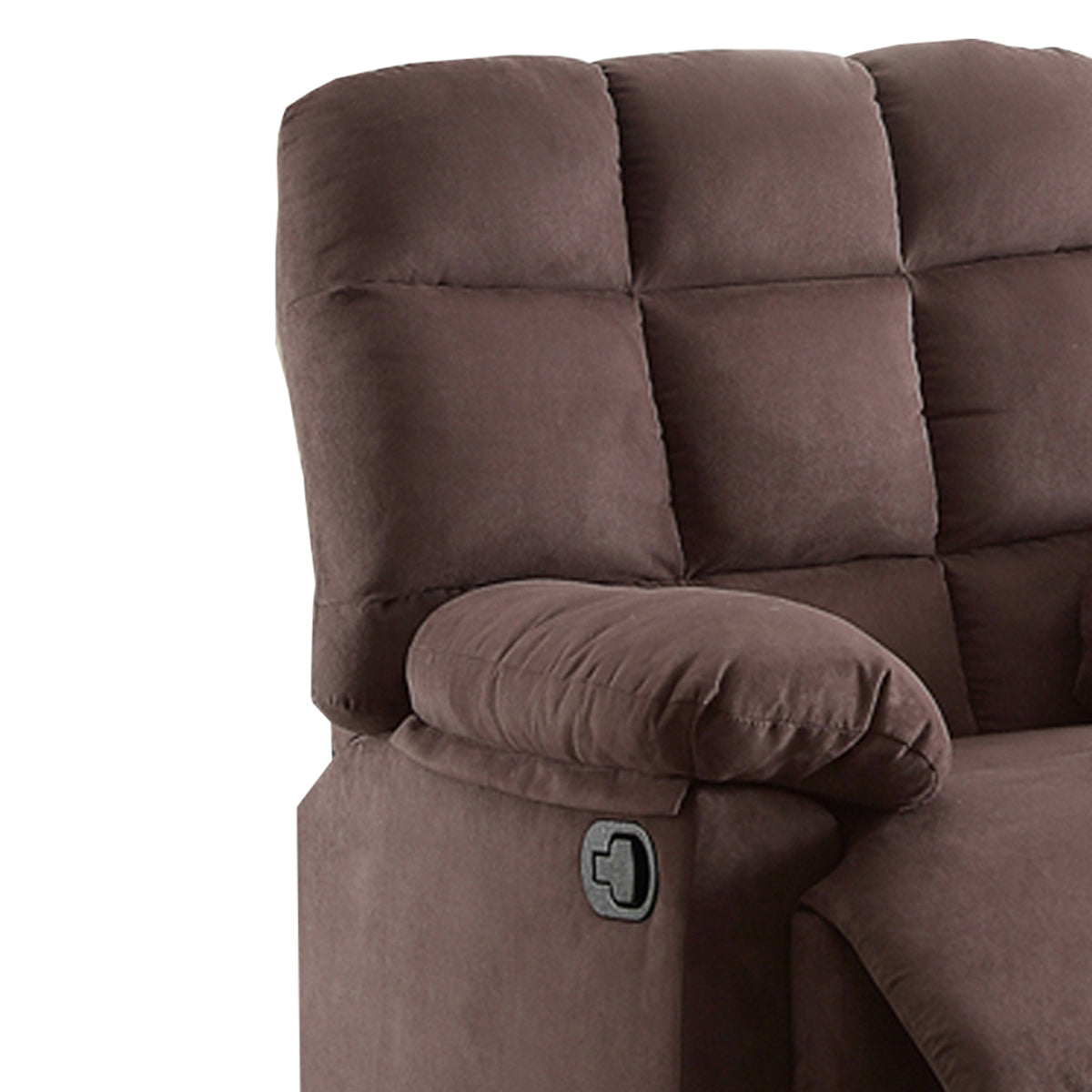 BM166718 Plush Cushioned Recliner With Tufted Back And Roll Arms In Brown