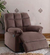 BM166718 Plush Cushioned Recliner With Tufted Back And Roll Arms In Brown